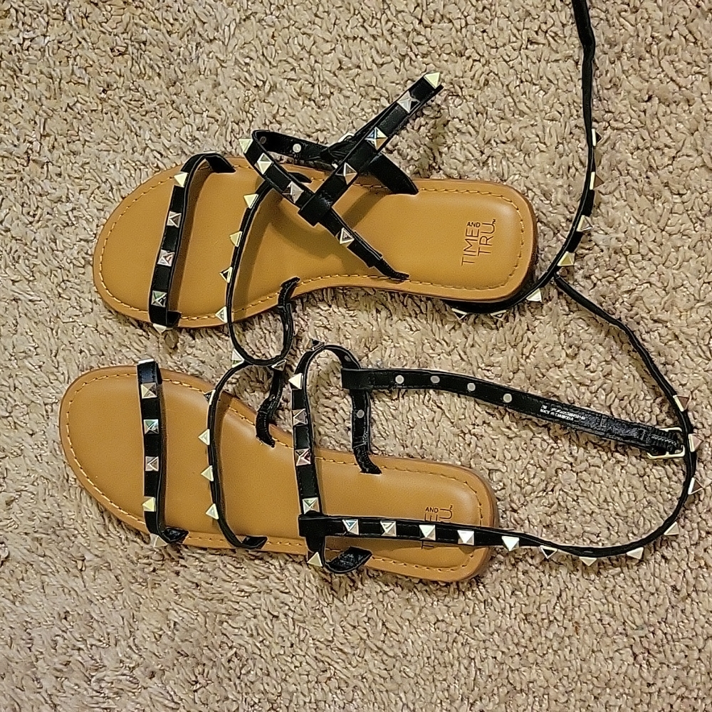 Black Studded Sandals